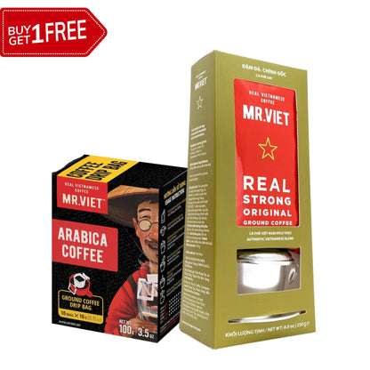 100% Arabica Ground Coffee Drip Bags, 10gX10 + Real Strong Original Star Ground Coffee, 250g - Combo 