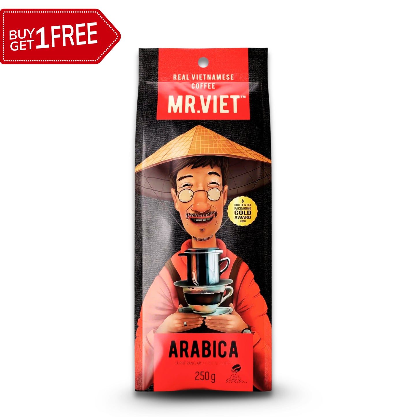 100% Arabica Ground Coffee, 250g Pack